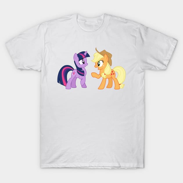 Scrunched nose Twilight and Applejack T-Shirt by CloudyGlow